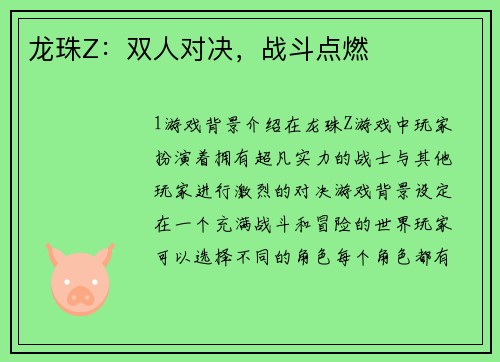 龙珠Z：双人对决，战斗点燃